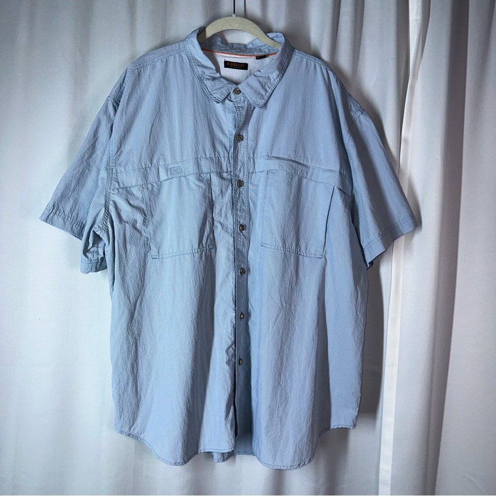 Ridgecut Toughwear Men’s Shirt Size 3XL Button Down Short Sleeve Blue Check  EUC